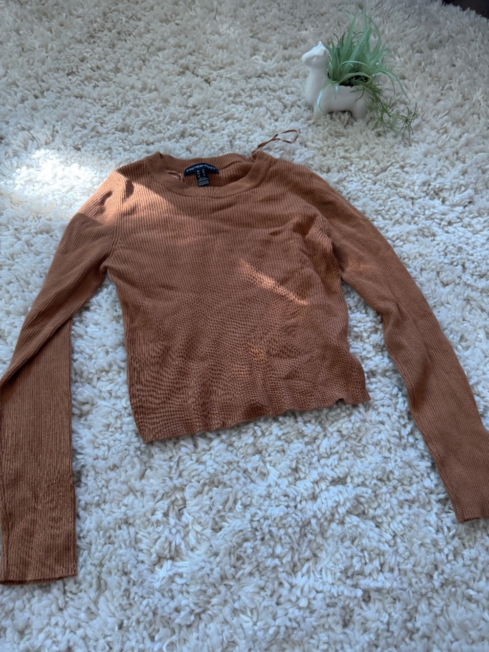 Ribbed knit Streetwear Society Ribbed Crop top long sleeve women’s Sweater in Ru